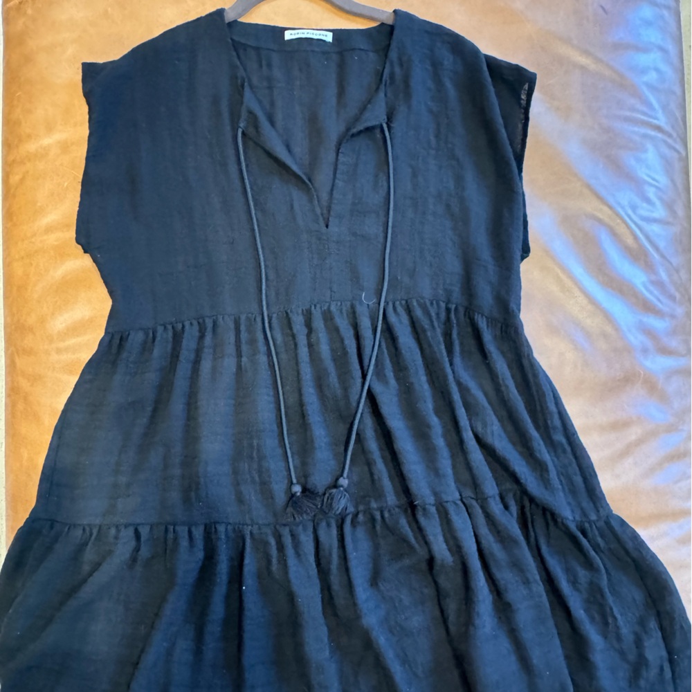 Black Sleeveless Dress with Tie Neck